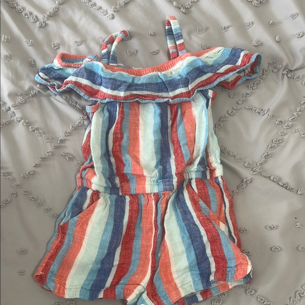 Cat & Jack Red and Blue Striped Jumpsuit